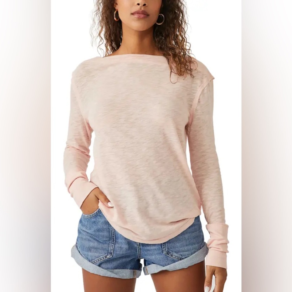 NWOT Free People Kimmi Cotton Blend Top In Pretty In Peach